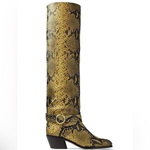 JIMMY CHOO Snake Effect Print Leather Boots